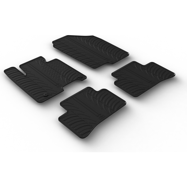 0419 Set of Rubber Mats for Hyundai Tucson (NX4E) 48V Mild 2020 - Excl. Full Hybrid (T Profile 4 Pieces + Mounting Clips)