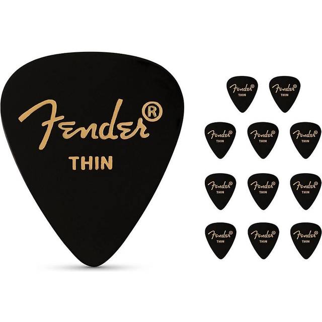 Fender Classic Celluloid Picks Black 351 Shape Thin Pack of 12