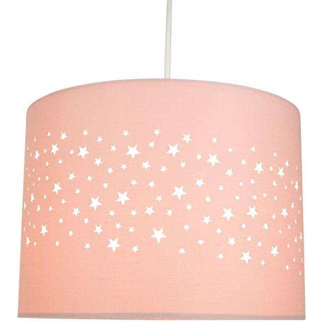 Stars Decorated Children/Kids Soft Cotton Bedroom Pendant or Lamp Shade - Pink - One Size