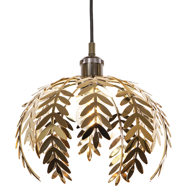 Traditional Fern Leaf Design Ceiling Pendant Light Shade in Shiny Finish - Gold - One Size
