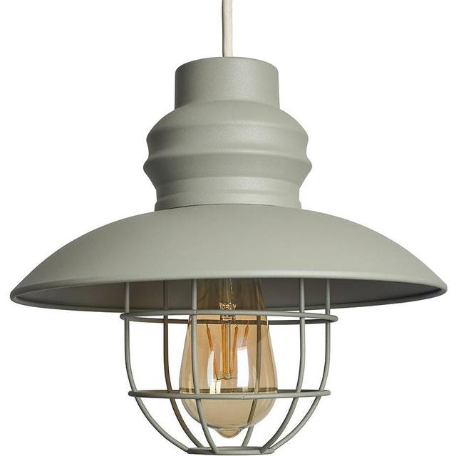 ValueLights Penglai Concrete Grey Fishermans Ceiling Pendant Lamp Shade - 25.5 x 29 x 29cm