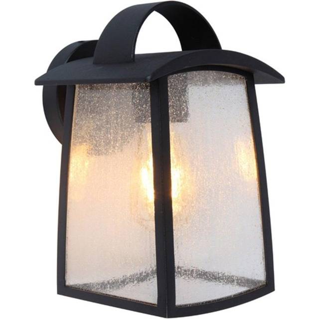 LUTEC Kelsey IP44 Outdoor Wall Light E27 - Black Aluminium