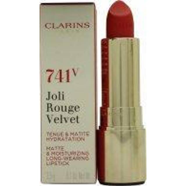 Clarins Joli Rouge Velvet Matte  Moisturizing Long Wearing Lipstick 741V Red Orange 3.5g