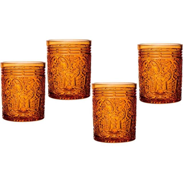Godinger 28817 11 oz Jax Double Old Fashion Glasses Set, Pink - Set of 4