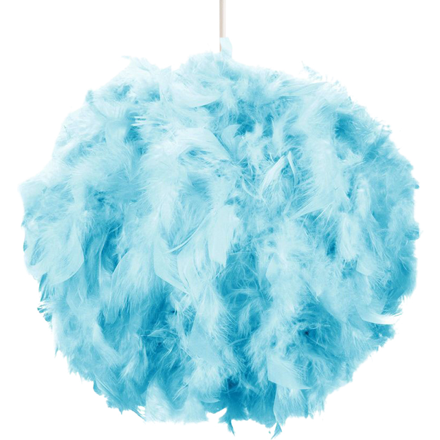 Eye-Catching and Modern Genuine Feather Decorated Pendant Light Shade - Teal - 16 inches