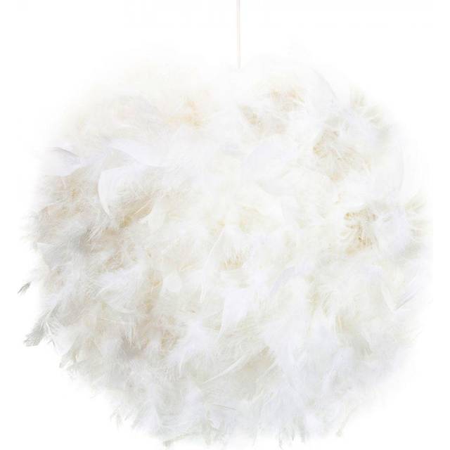 Eye-Catching and Modern Genuine Feather Decorated Pendant Light Shade - White - 16 inches
