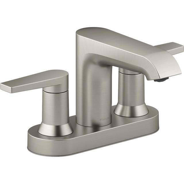 KOHLER 970944BN Hint Centerset 4 inch Bathroom Faucet with PopUp Drain Assembly  2Handle Bathroom Sink Faucet  12 gpm  Vibr