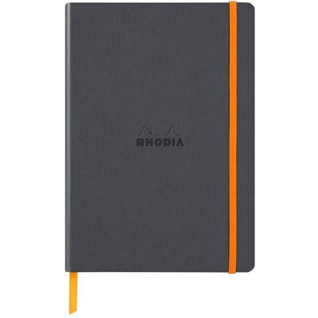 RHODIA 117385C â Flexible Titanium Notebook â A5 â Lined â 160 Pages â Clairefontaine Ivory Paper 90 g/mm â Bookmark, Elastic Closure â
