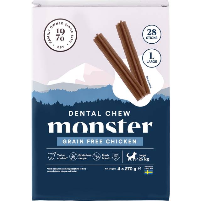 Monster Pet Food Dog Dental Chew Grain Free Chicken Large Month 28 pcs 1080 g