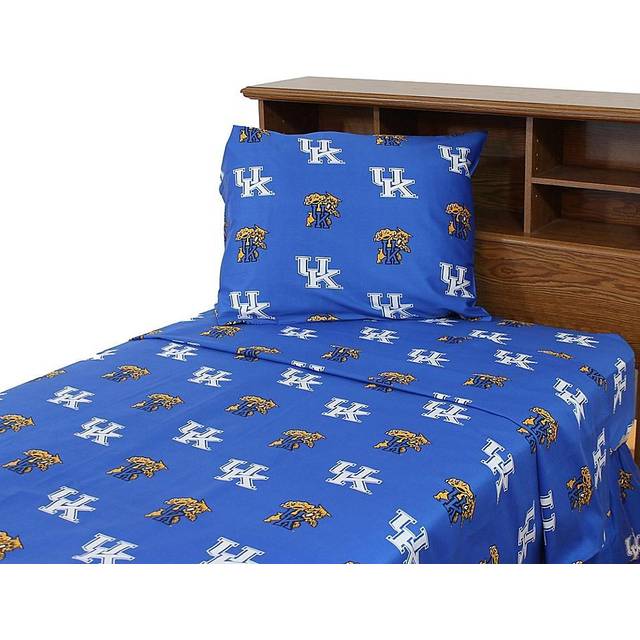 Everything Comfy Kentucky Wildcats Queen Sized 4 Piece Sheet Set  Team Color Background  1 Flat Sheet  1 Fitted Sheet  2 Pillowcases