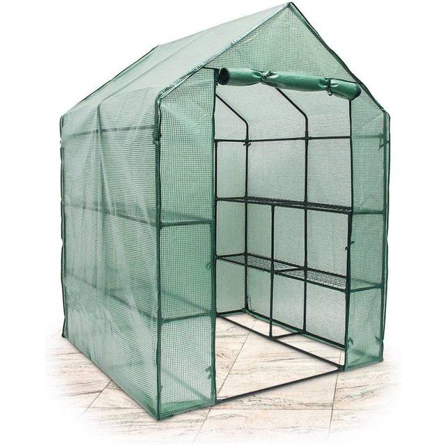 Relaxdays Garden Greenhouse Grow Tent Tarpaulin Large ShelvesÃÂÃ¢â¬âÃÂweather Protective Cover 140ÃÂx 190ÃÂx 140ÃÂcm Green
