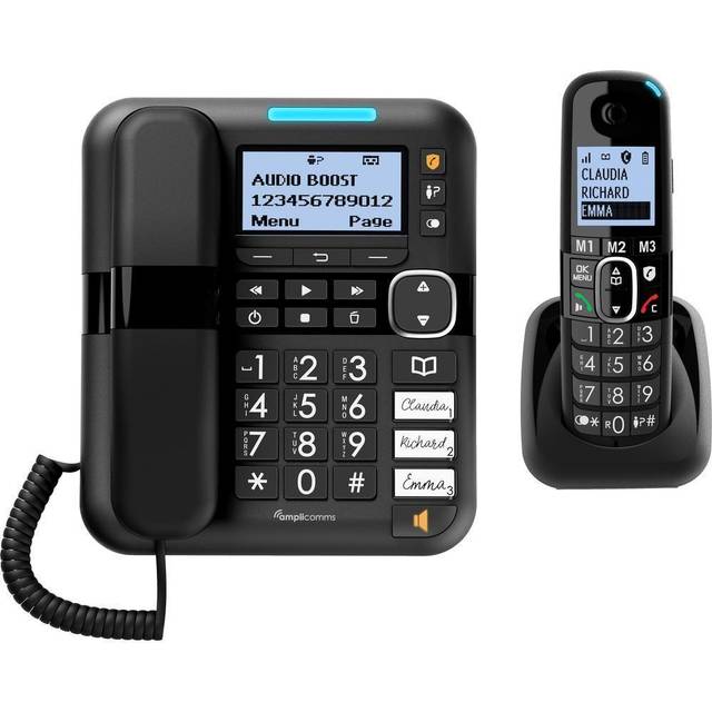 AmpliComms BigTel 1580 Corded &amp; Cordless Big Button Phone Combo