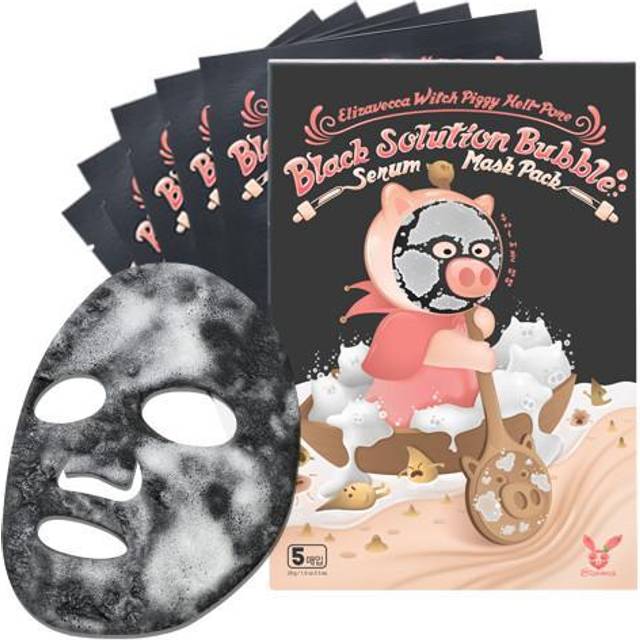 Elizavecca, Witch Piggy, Hell-Pore, Black Solution Bubble Serum Beauty Mask Pack, 5 Sheets Mask, 1 oz (28 g) Each