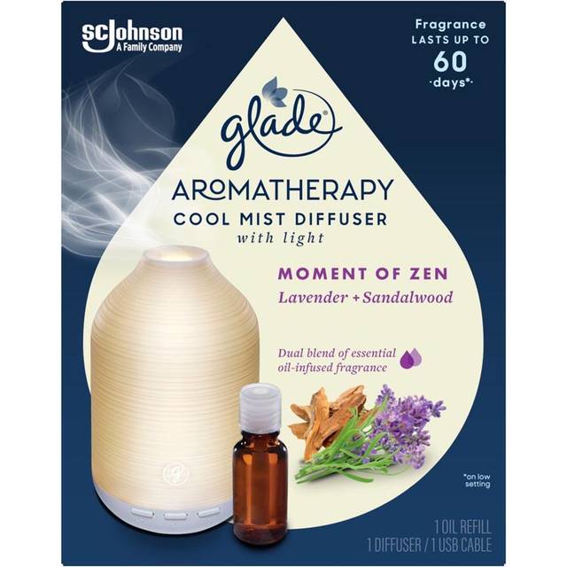 Glade essential oil diffuser holder & refill, cool mist aromatherapy diffuser &