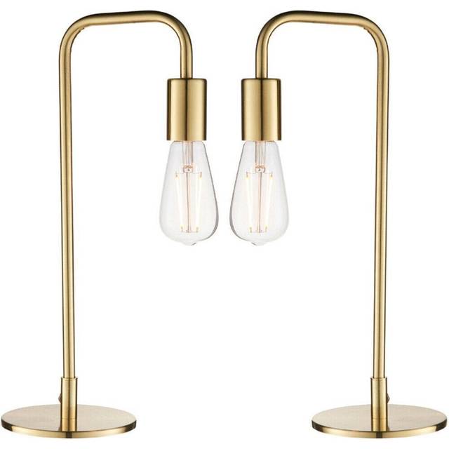 2 PACK Modern Hangman Table Lamp Brass Industrial Arm Bedside Desk Light Base