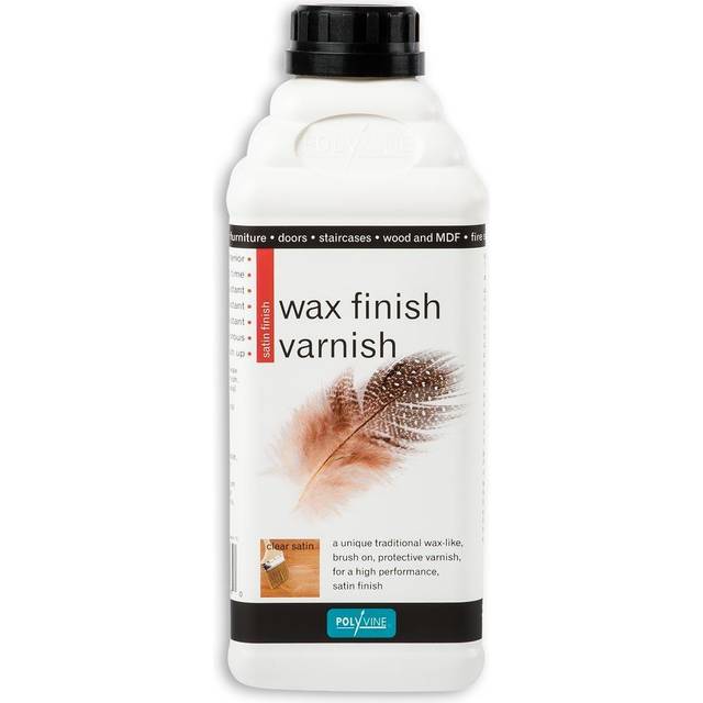 Polyvine Clear Satin Finish Wax Finish Varnish 1 Litre Brush On Wax Varnish