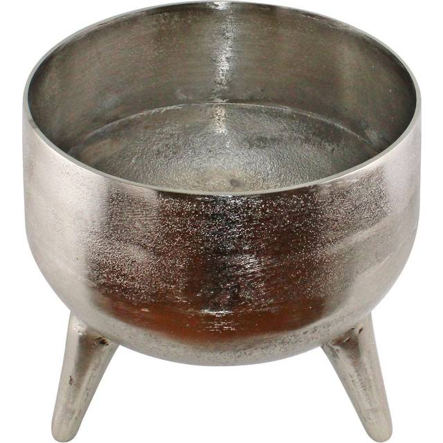 Silver Metal Planter/Bowl With Feet, 27cm