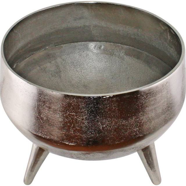Silver Metal Planter/Bowl With Feet, 35cm