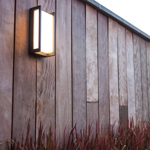 Lutec Qubo Integrated LED Wall Light IP54 18W 1100lm 3000K Dark Grey