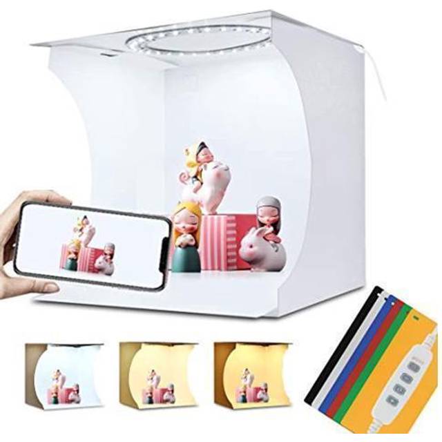 PULUZ 20cm Ring LED Panel Opvouwbare Draagbare Light Photo Verlichting Studio Schieten Tent Box Kit met 6 Kleuren Achtergronden 24x23x22cm