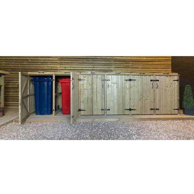 Chatburn Sextet Wheelie Bin Store - Timber - L97 x W423.2 x H125 cm - Fits 6 x 360L Wheelie Bins
