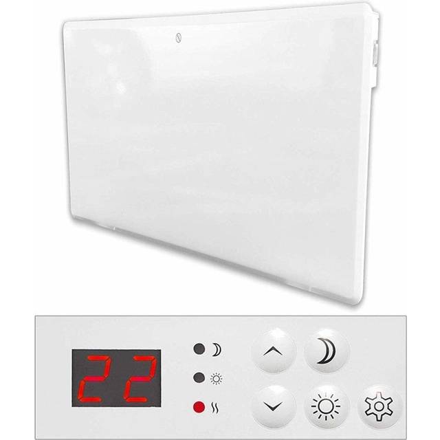 Electric Panel Heater Wall Mounted Or Freestanding 1200W Thermostat And Timer - White, White