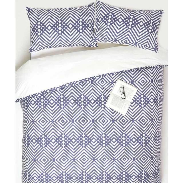 Homescapes Super King Green Duvet Cover Set 200 TC Cotton Leaf Bedding - Blue