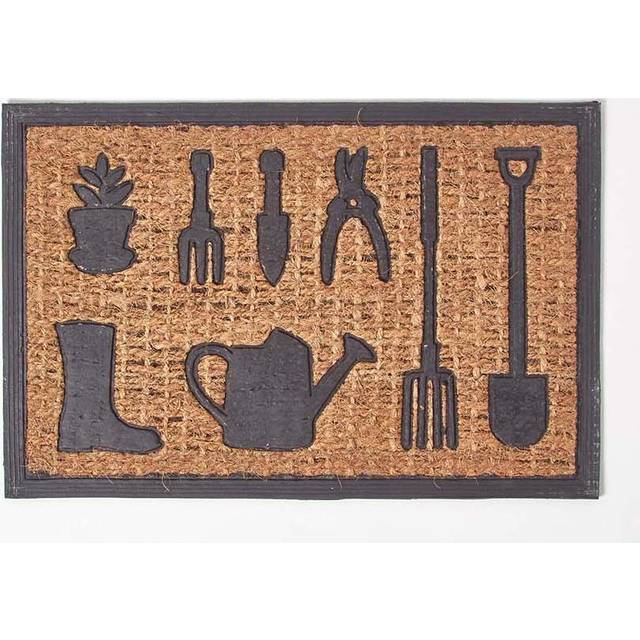 Homescapes Garden Tools Rubber & Coir Door Mat - Black