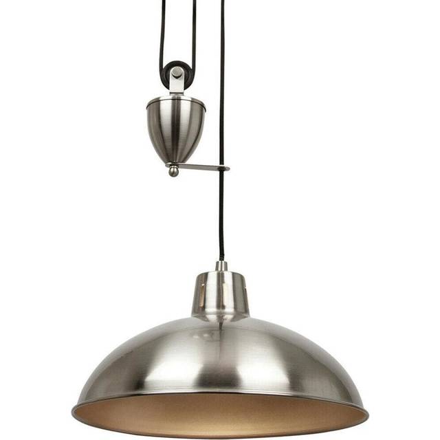 Hanging Ceiling Pendant Light ADJUSTABLE HEIGHT Industrial Nickel Rise Fall Drop