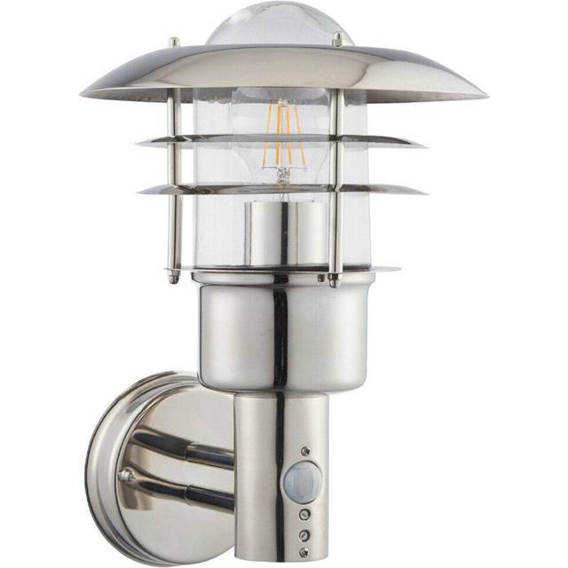 IP44 Outdoor Wall Lamp Stainless Steel Caged Glass PIR Lantern Modern Over Light