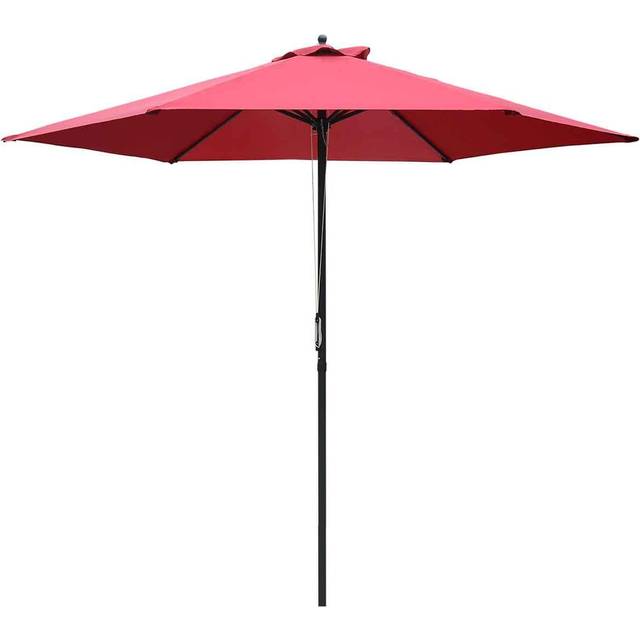 Outsunny 2.8m Patio Umbrella Parasol Outdoor Table Umbrella 6 Ribs Wine Red | TJ Hughes