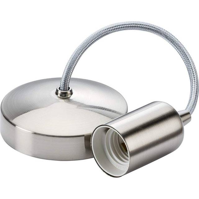 Knightsbridge 6&#34; E27 Contemporary Pendant Set, Brushed Chrome - 8270BC