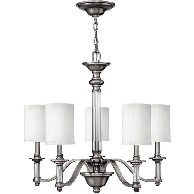 5 Bulb Chandelier Hanging Pendant LIght Brushed Nickel LED E14 60W Bulb