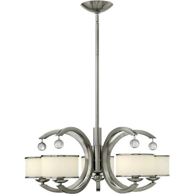 5 Bulb Chandelier Hanging Pendant LIght Brushed Nickel LED E14 60W Bulb