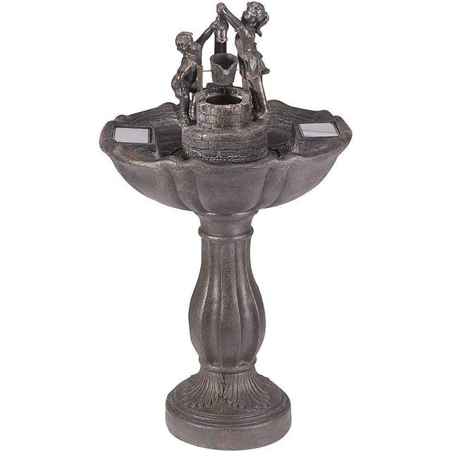 Garden Mile - Solar Bronze Effect Fountain, Water Feature Fountain for Garden, Freestanding Tipping Pail Cascade Patio Lawn Centrepiece