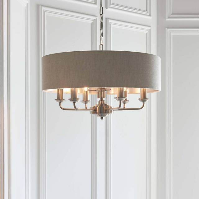 Ensora Lighting Ashton 6 Light Chandelier Ceiling Light Natural, Brown