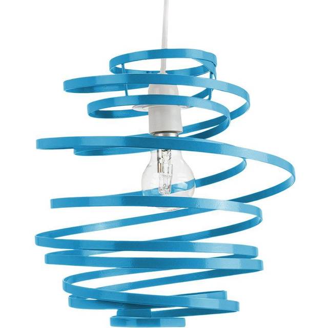 Contemporary Gloss Metal Double Ribbon Spiral Swirl Ceiling Light Pendant - Teal - One Size
