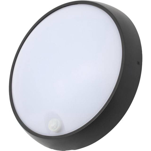 Forum Cano 15W LED Round Bulkhead with PIR IP54 - Black - CZ-34023-BLK