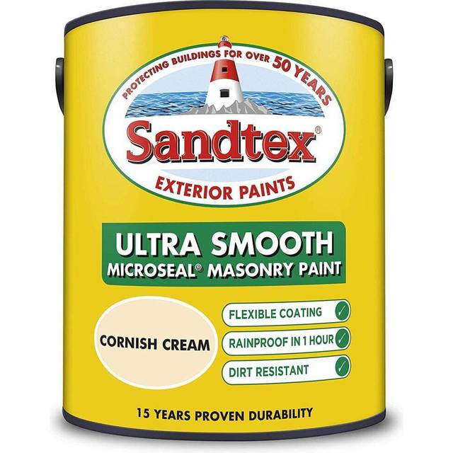 Sandtex 5L Smooth Masonry Paint Cornish Cream