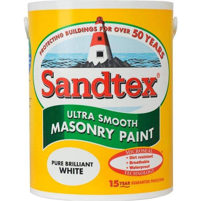 Sandtex 5L Smooth Masonry Paint Pure Brilliant White