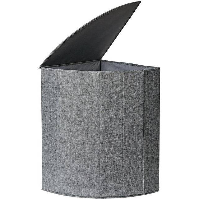 Laundry Basket with hinged lid, Linen, Gray, 40x40x60 cm