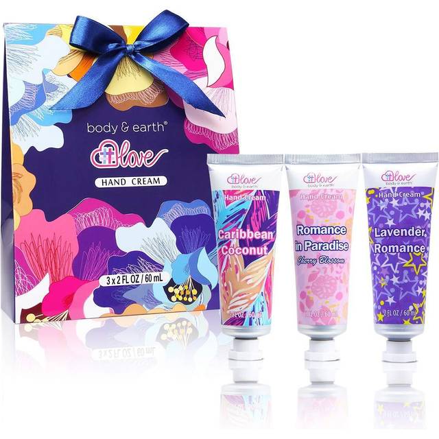 BODY & EARTH Hand Cream Gift Set with Argan Oil and Glycerin  Travel Size Natural Plant Fragrance Lotion for Dry Hands