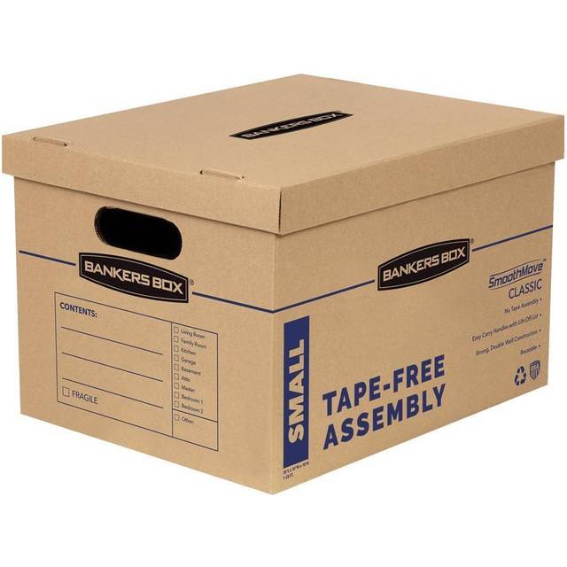 Bankers Box Small Classic Moving Box 15 Pack  Reinforced Handles  Tape-Free Assembly  Box with Lid  15-in x 12-in x 10-in (7714209)