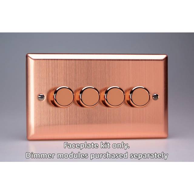Varilight Wyd4.bc Urban Brushed Copper 4 Gang Dimmer Plate Only + Dimmer Knobs