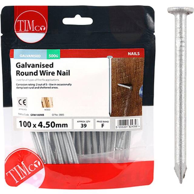 TIMCO Round Wire Nails Galvanised - GRW100MB- you get 6