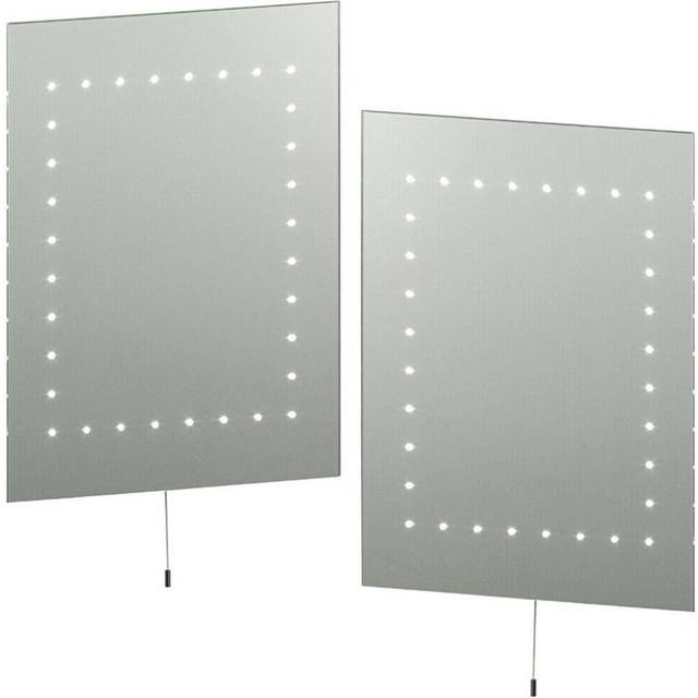 2 PACK IP44 LED Bathroom Mirror 50cm x 39cm Vanity Wall Light Energy Efficient