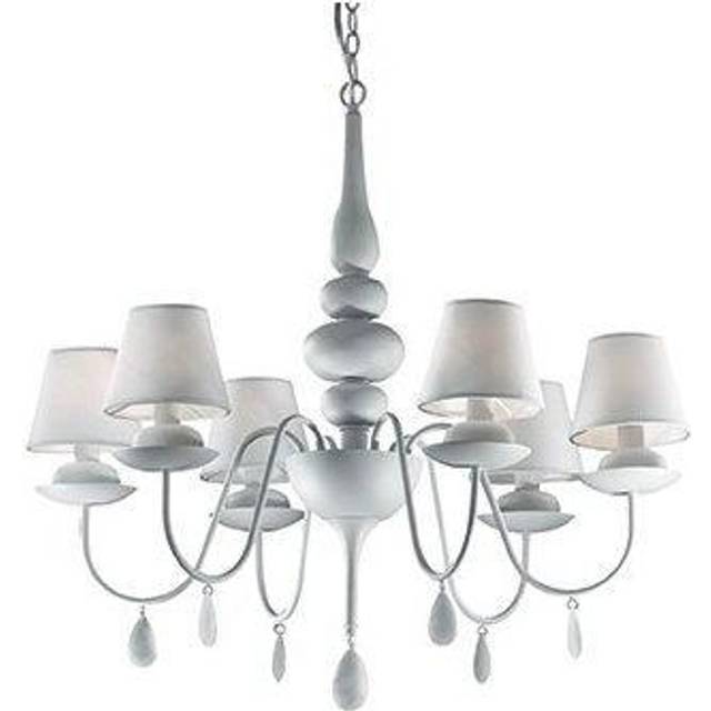 Ideal Lux Blanche - 6 Light Multi Arm Chandelier White Finish, E14