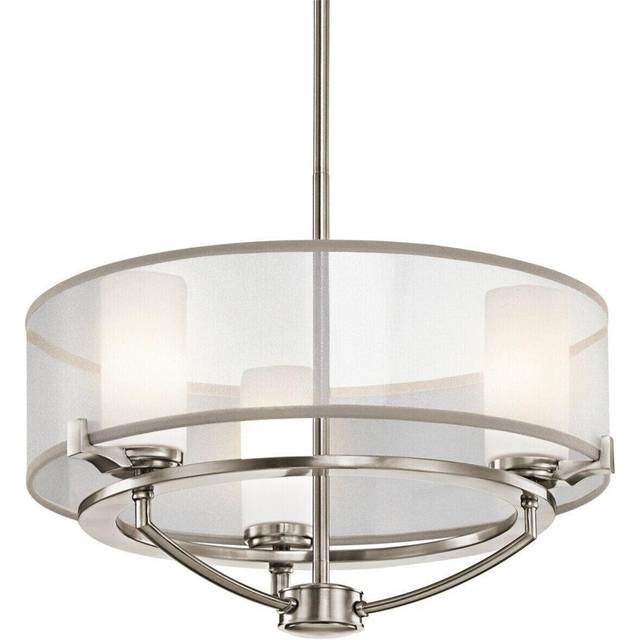 3 Bulb Chandelier Hanging Pendant LIght Classic Pewter LED G9 3.5W Bulb