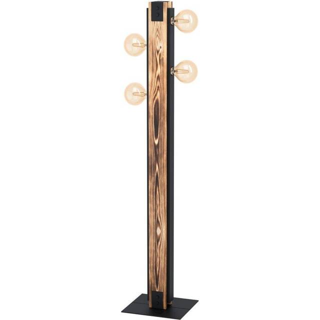 Standing Floor Lamp Light Unique Wood Beam & Black Steel 4 x 60W E27 Bulb