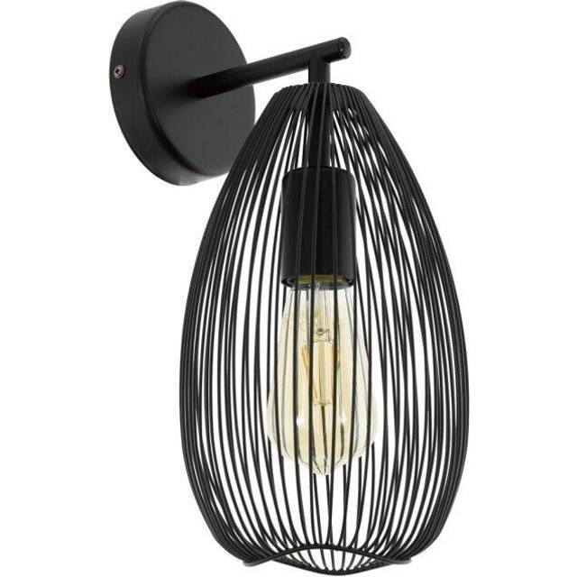 LED Wall Light / Sconce Black Steel Wire Cage Shade 1 x 60W E27 Bulb